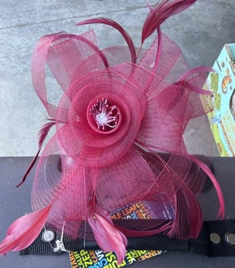 Fascinators Hats for Women Tulle Feather Tea Party Maroon Red With Headband